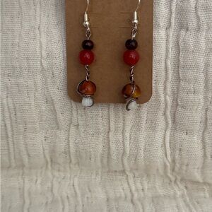 Elegant Red and Brown Beaded Earrings